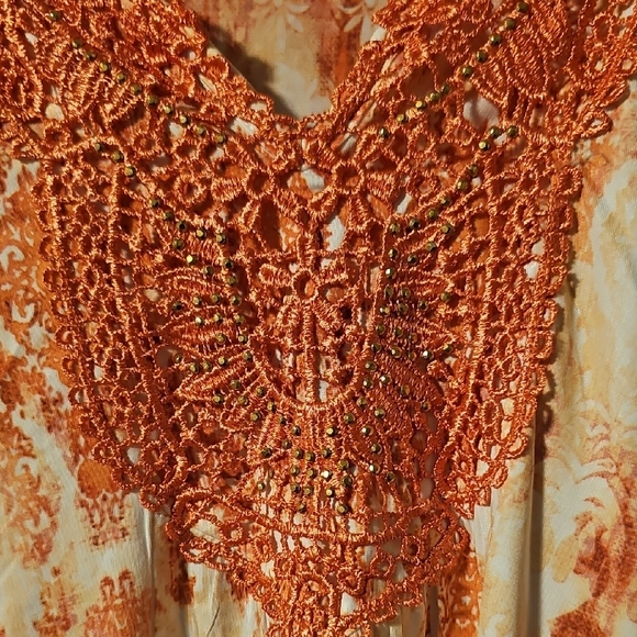 ONE WORLD Orange Asymmetrical Embellished Tunic - Picture 4 of 6